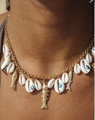 Ketting schelpjes & oogjes